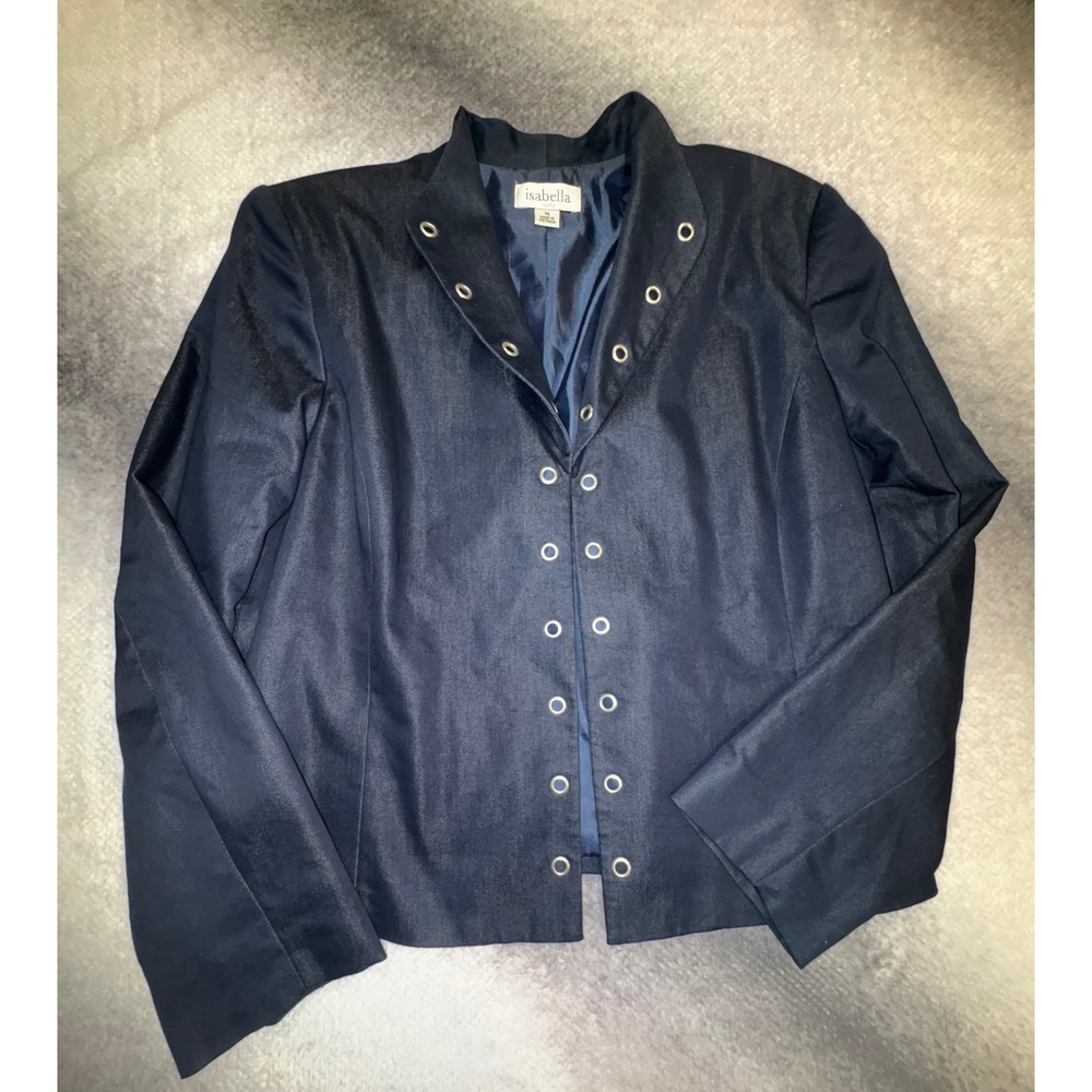 (A3) Isabella Suits Navy Blue Grommet Detail Blazer Jacket Womens Size 16‎